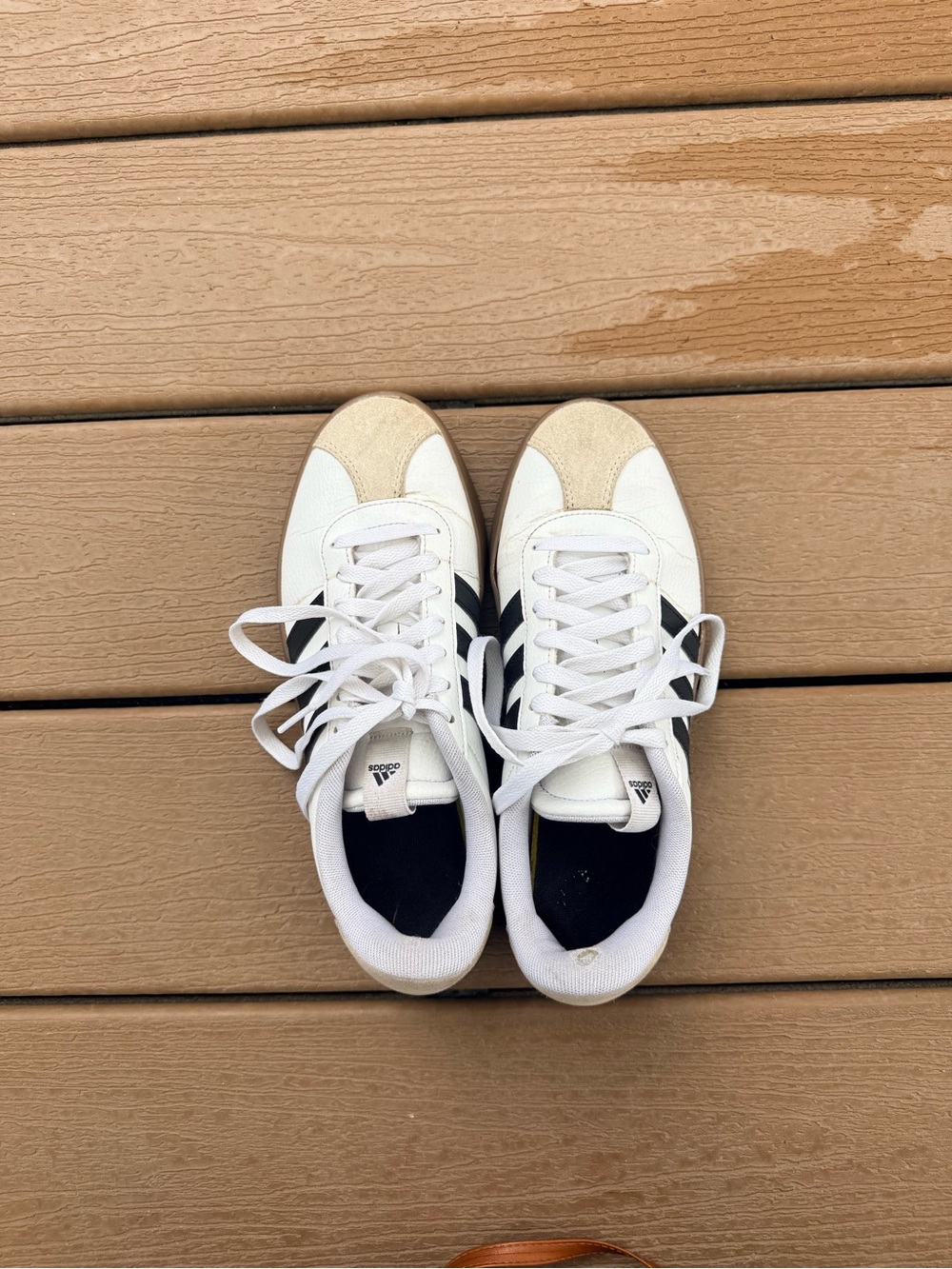 adidas White and Black Retro Low-Top Sneakers with Cream Toe